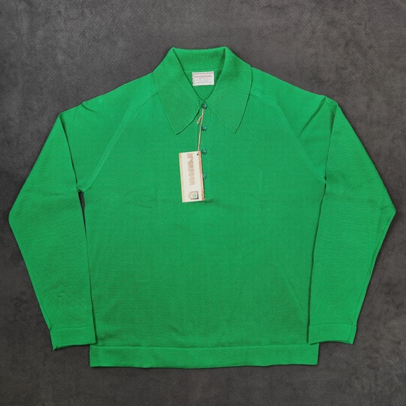 Vintage McGregor L.S. Placket Sweater Shirt Mens Large Green Long Sleeve 60s 70s - Picture 1 of 10